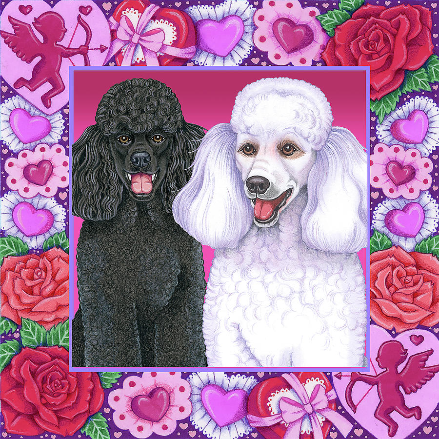 Holiday Mixed Media - Valentine Poodles by Tomoyo Pitcher