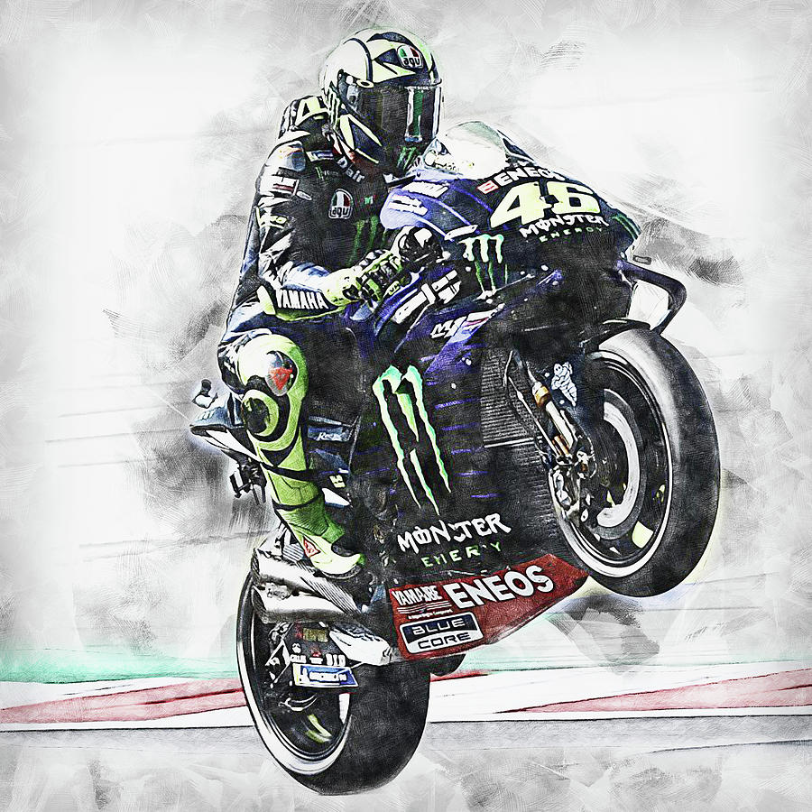 Valentino Rossi, Yamaha - 07 Painting by AM FineArtPrints