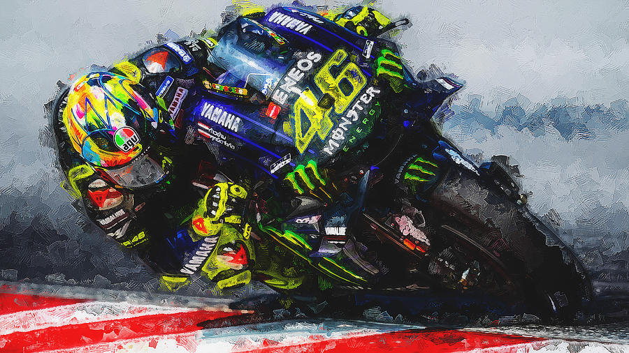 Valentino Rossi, Yamaha - 10 Painting by AM FineArtPrints