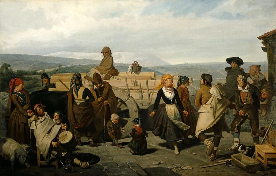 Valeriano Dominguez Becquer / The Dance -The Cart-, 1866, Spanish School. Painting by Valeriano Dominguez Becquer -1834-1870-