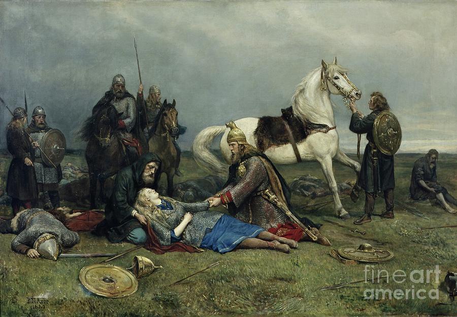 Valkyries Death, 1880 Painting by Peter Nicolai Arbo
