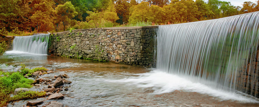 Valley Creek Waterfall Panorama in Autumn Photograph by Bill Cannon
