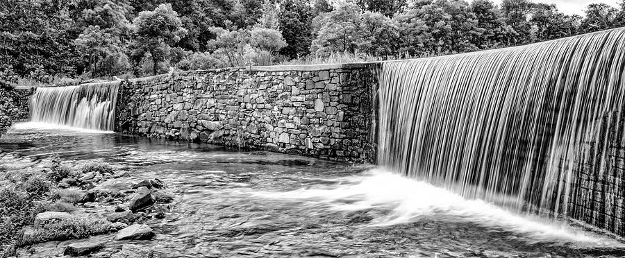 Valley Creek Waterfall Panorama in Black and White Photograph by Bill Cannon