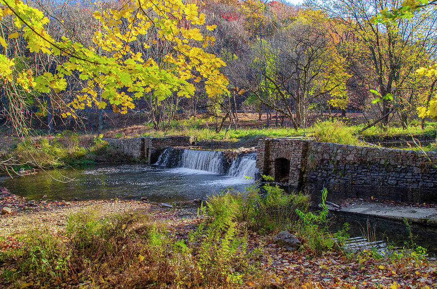 Valley Forge Pennsylvania - Autumn Waterfall Photograph by Bill Cannon