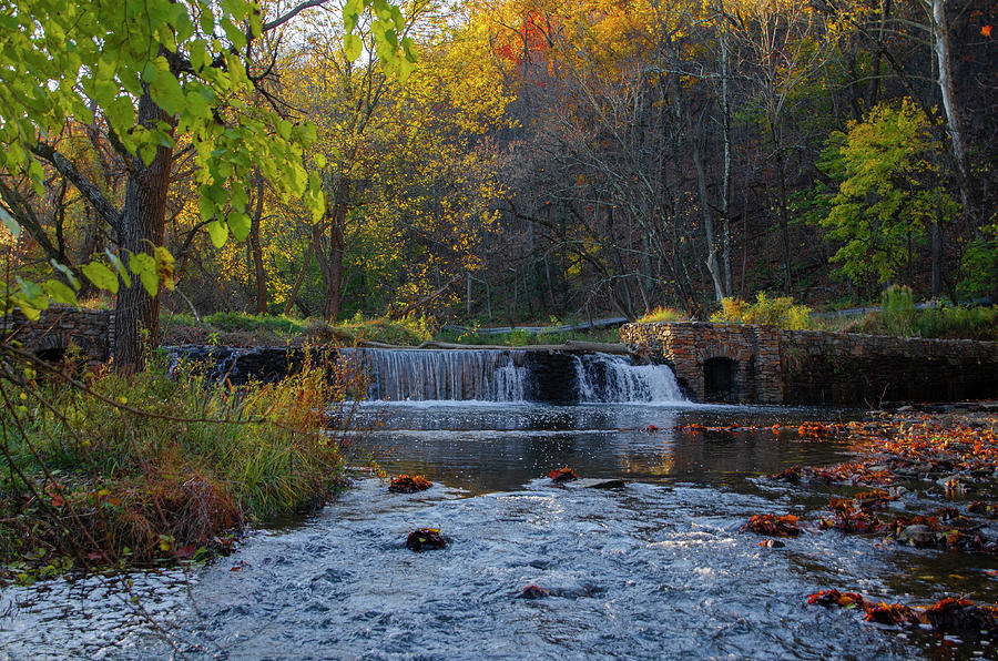 Valley Forge Pennsylvania in Autumn - Waterfall Photograph by Bill Cannon
