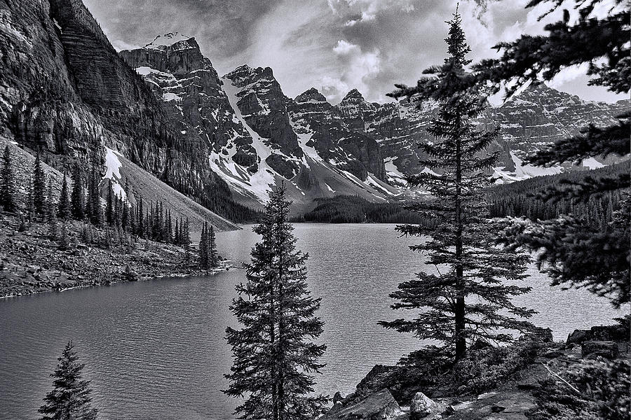 Valley of the Ten Peaks - B and W Photograph by Allen Beatty - Pixels