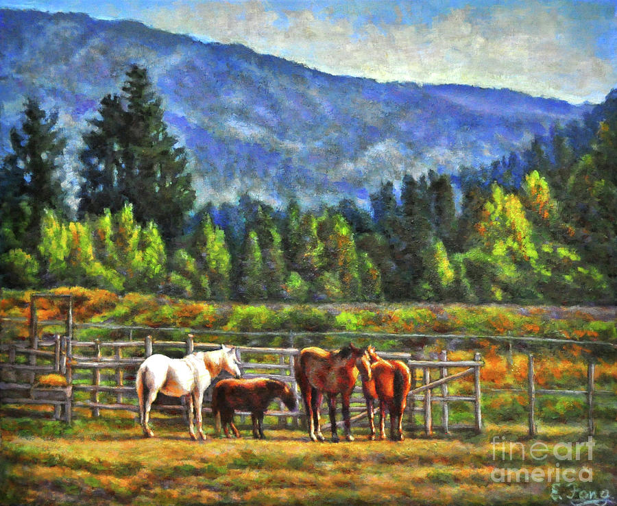 Valley with Horses Painting by Eileen  Fong