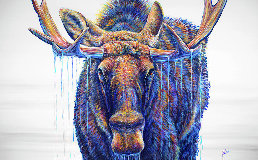 Moose Painting - Vamoose by Teshia Art
