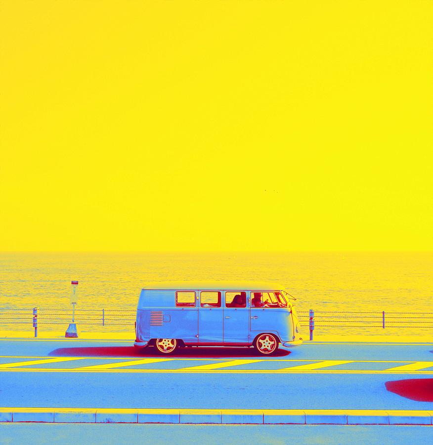 Transportation Painting - Van by ocean gradient neon coloring by Ahmet Asar, Asar Studios by Celestial Images