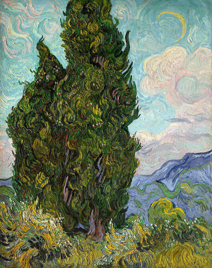 Cypresses, 1889 #3 Painting by Vincent Van Gogh