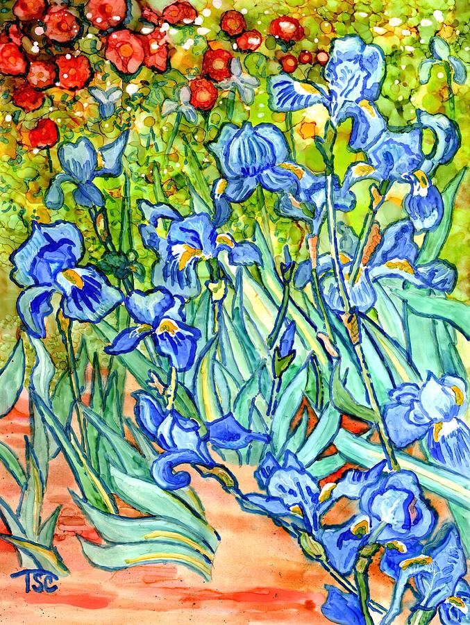 Van Gogh Irises Painting by Tammy Crawford