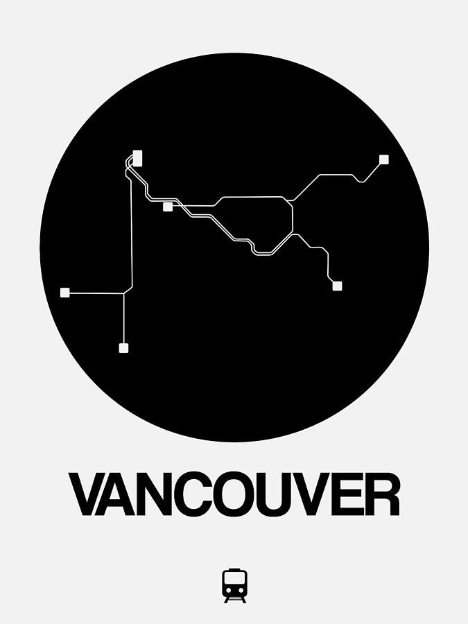Map Digital Art - Vancouver Black Subway Map by Naxart Studio