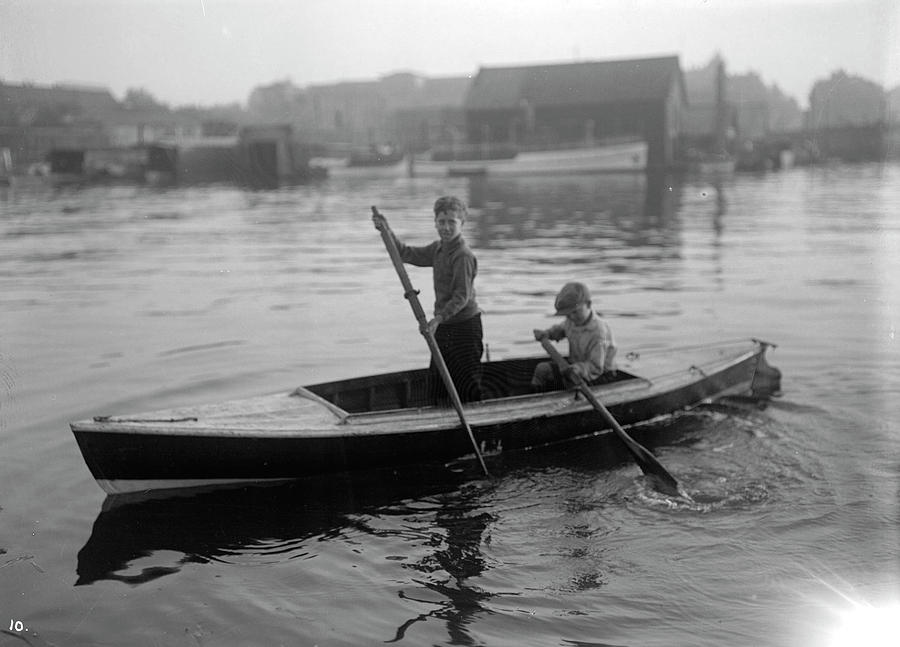 Vancouver Rowing Club Regatta, Coal Harbour 2 boys in boat 1924 Painting by Celestial Images