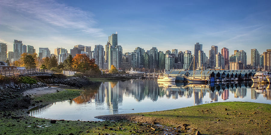 Vancouver Skyline in Autumn Photograph by Andy Konieczny