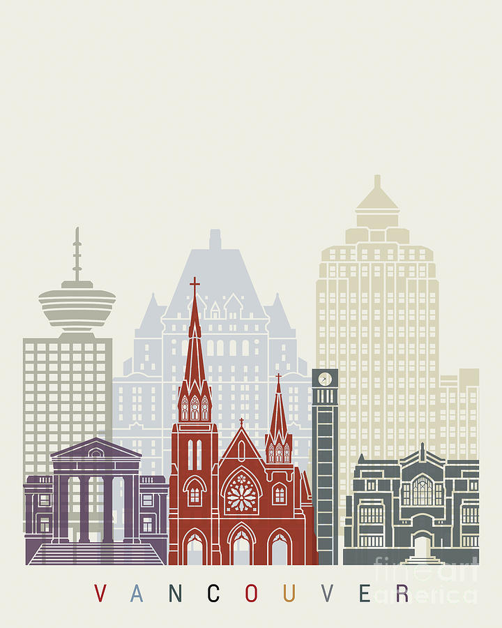 Vancouver V2 skyline poster by Pablo Romero Vancouver V2 skyline poster by Pablo Romero