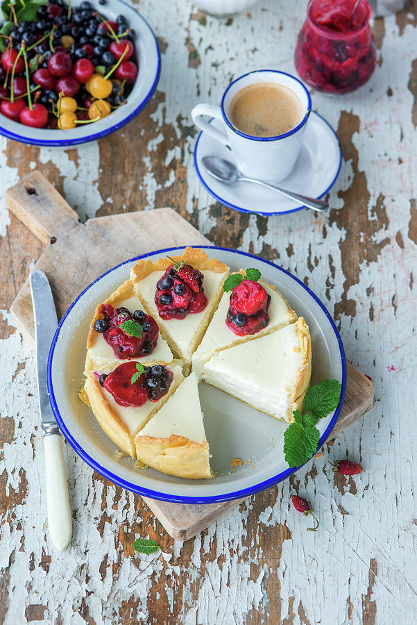 Vanilla Cottage Cheese Cake Witj Berry Sause Photograph by Irina Meliukh
