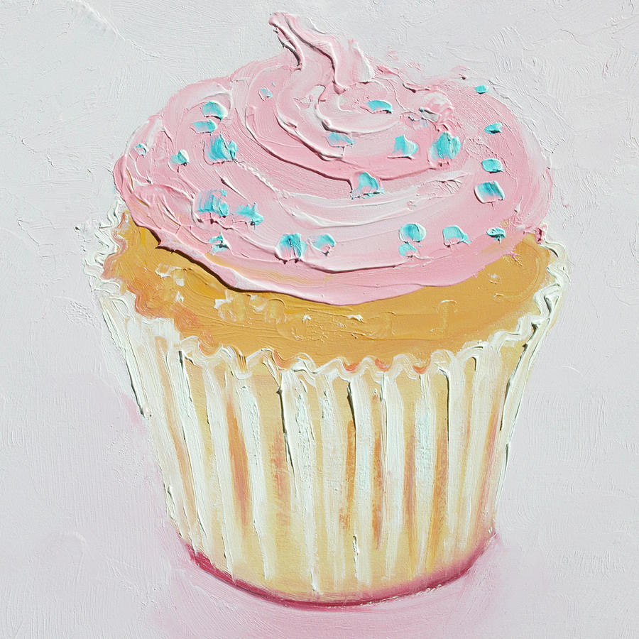 Vanilla Cupcake with frosting Painting by Jan Matson