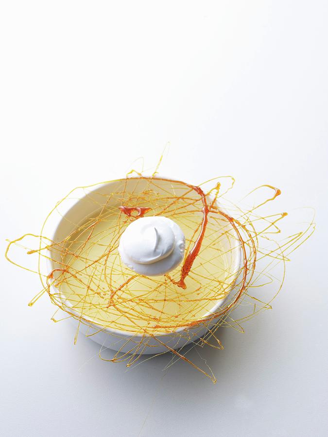 Vanilla Custard With A Caramel Lattice And Beaten Egg White Photograph by Atelier Mai 98