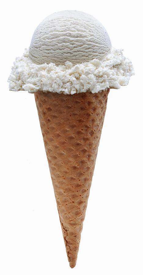 Vanilla Ice Cream Cone On A White Background Photograph by Albert P Macdonald