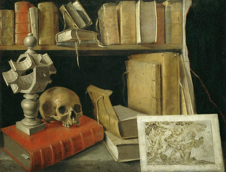 Vanitas au cadran solaire-Vanitas with sundial. Canvas, R. F.1989-29. Painting by School French School French
