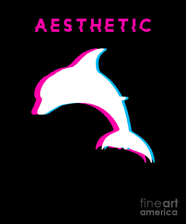 Vaporwave Dolphin Gift Aesthetic Dolphin Glitch Style Digital Art By