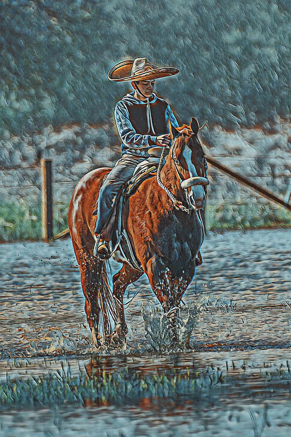Vaquero Digital Art by Jerry Cahill