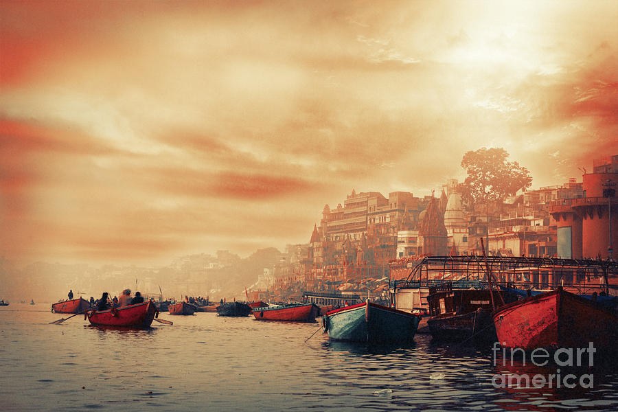 Varanasi - Ganges river at sunrise Photograph by Stella Levi