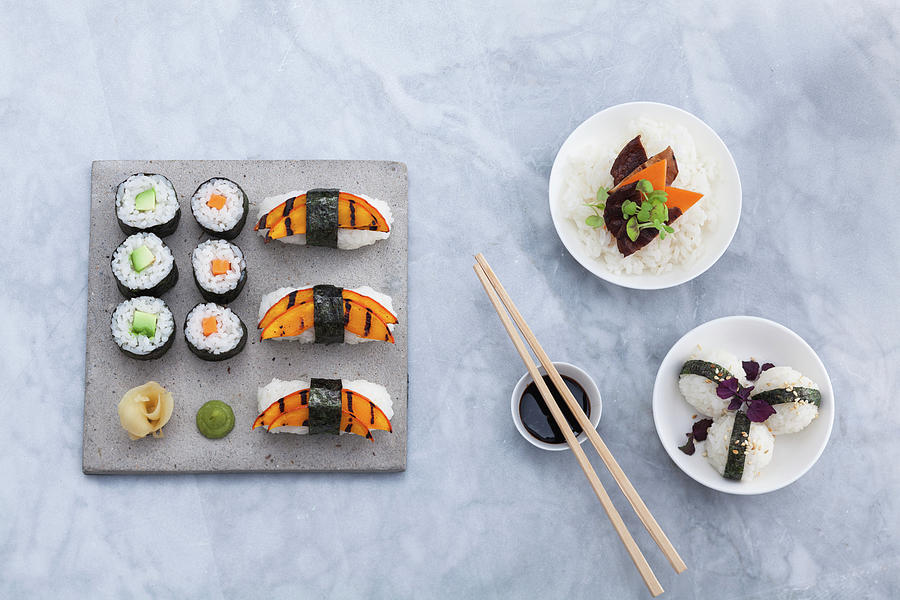 Variations Of Sushi With Algae Photograph by Eising Studio