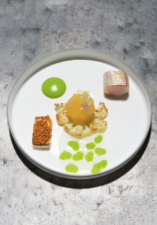 Variations Of Whitefish With Cauliflower And Wood Sorrel Photograph by Tre Torri