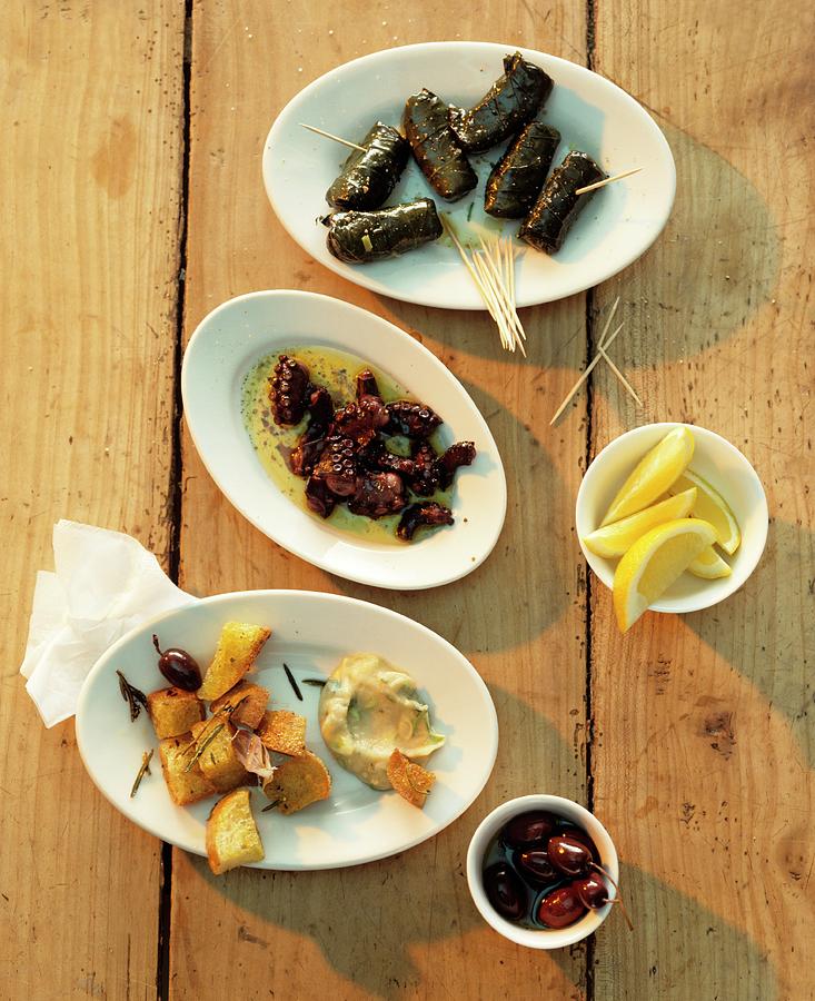 Various Appetizers From Greece Photograph by Michael Wissing