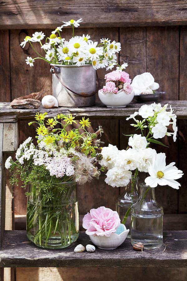 Various Bouquets Of Wild Flowers And Garden Flowers Photograph by Anke Schtz