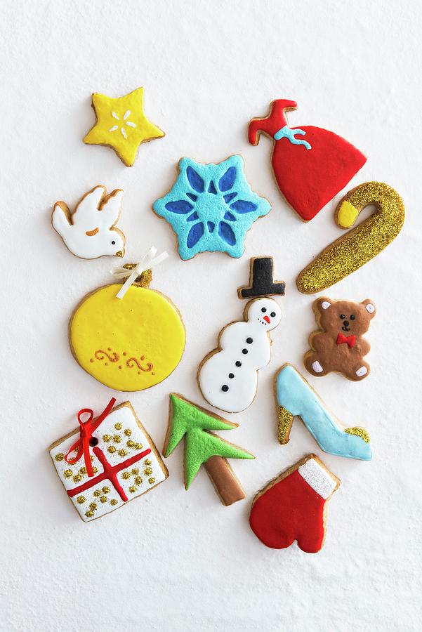 Various Colourful Christmas Biscuits Photograph by Veronika Studer
