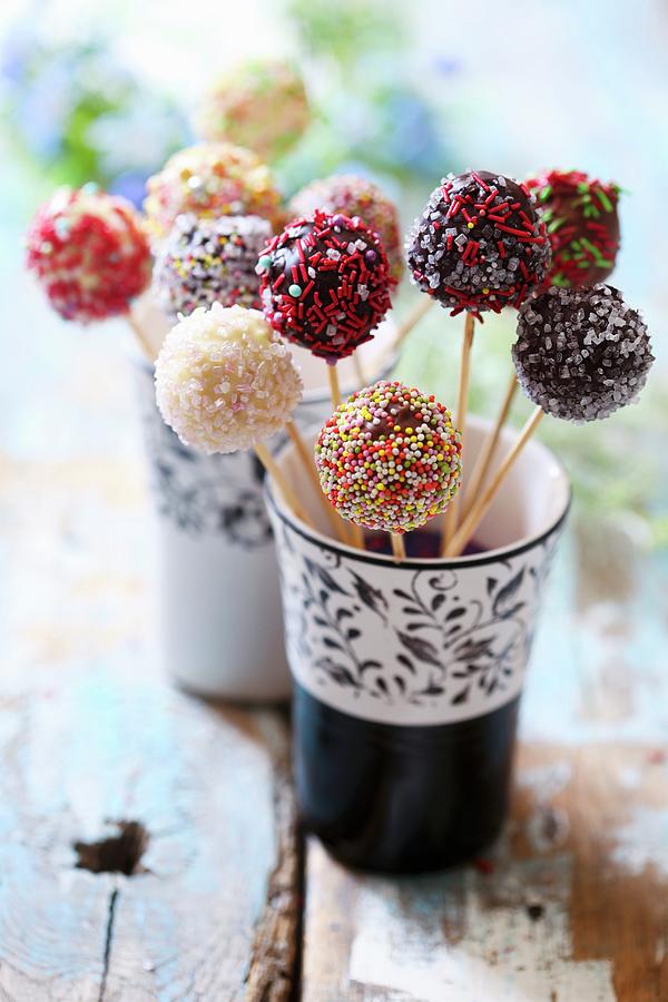 Various Colourfully Decorated Cake Pops Photograph by Boguslaw Bialy