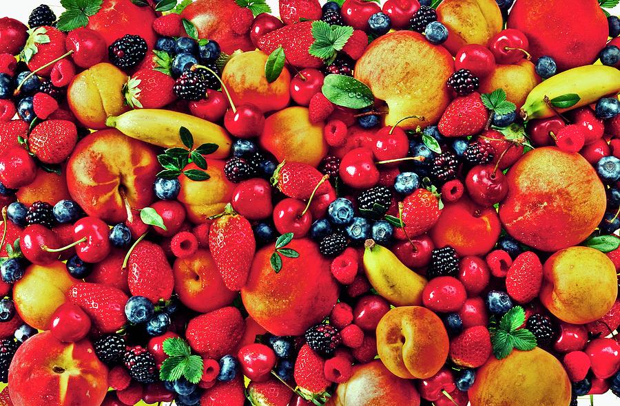 Various Fruits And Berries full Frame Photograph by Bodo A. Schieren