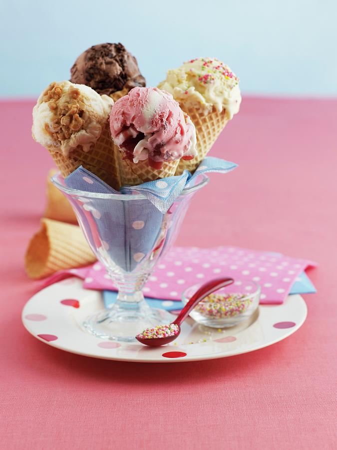Various Ice Cream Cones In A Glass Photograph by Geoff Fenney