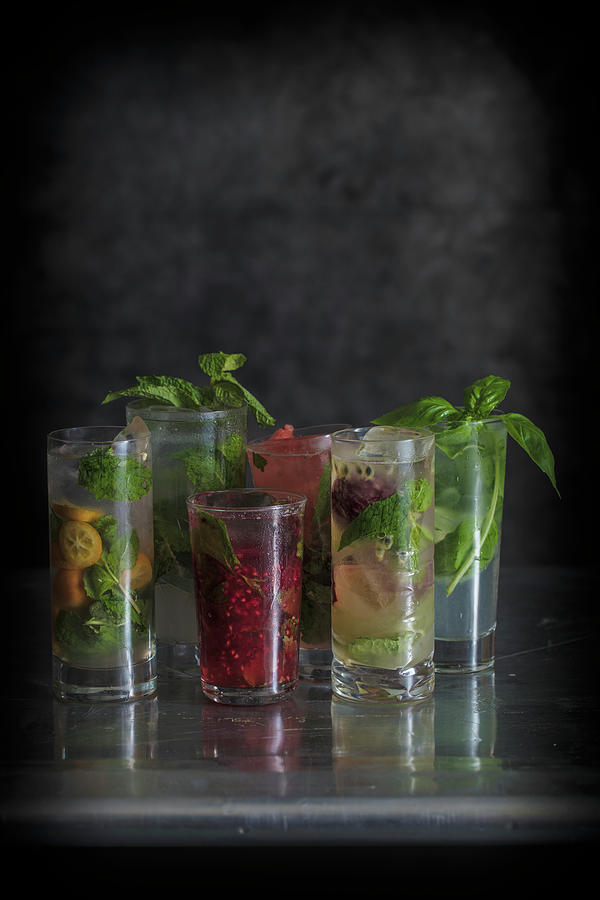 Various Mojito Cocktails Photograph by Nicolas Lemonnier