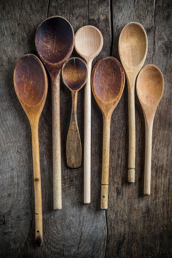 Various Old Wooden Spoons Photograph by Nitin Kapoor