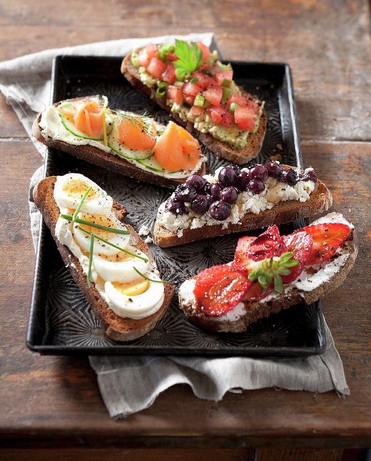 Various Open Sandwiches Photograph by Great Stock!