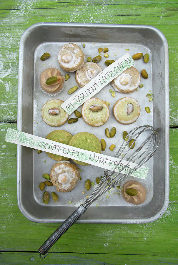 Various Pistachio Biscuits In A Metal Tin Photograph by Martina Schindler