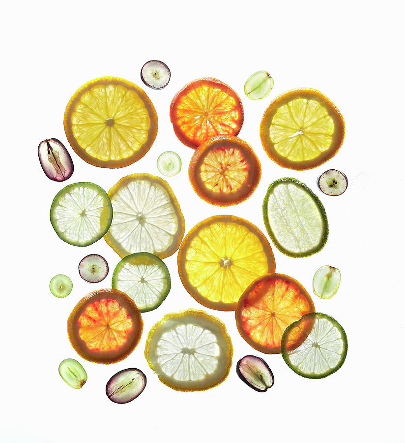 Various Slices Of Citrus Fruits Photograph by Vadim Piskarev
