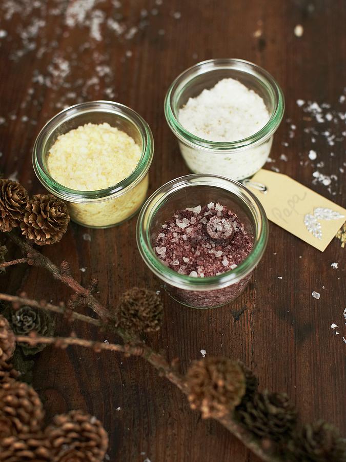 Various Spiced Salts As Christmas Presents Photograph by Hannah Kompanik