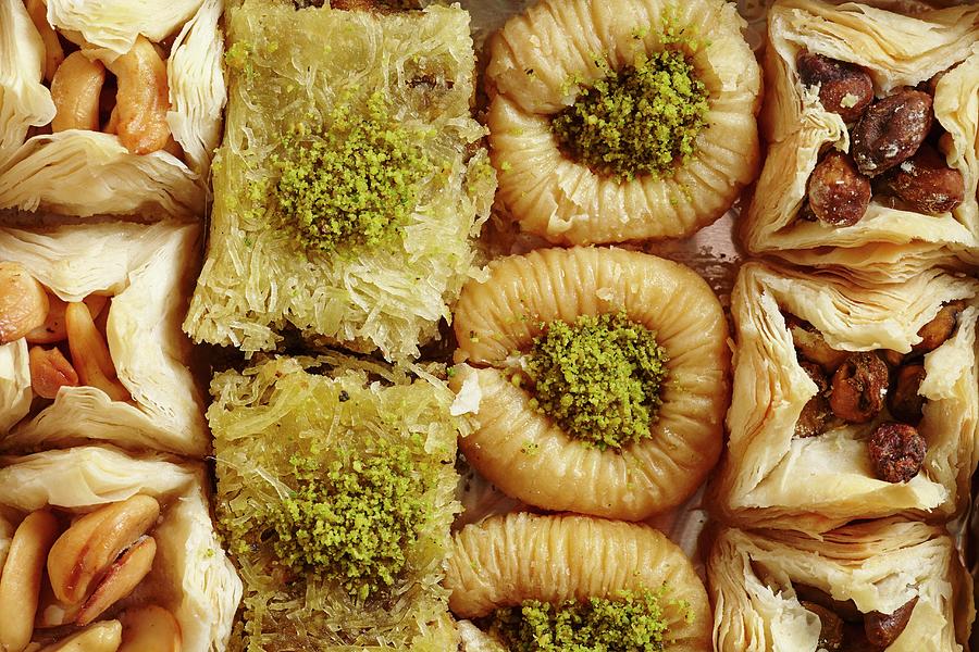 Various Types Of Baklava On A Porcelain Plate Photograph by Brian Yarvin