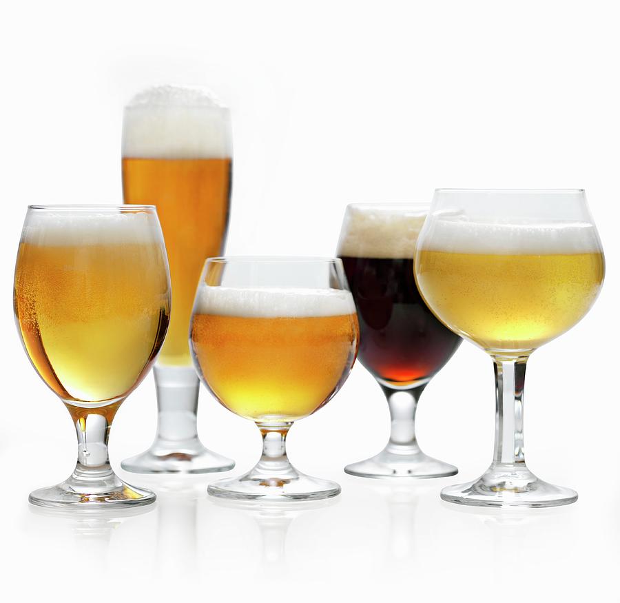 Various Types Of Beer In Glasses Photograph by Martin Dyrlv