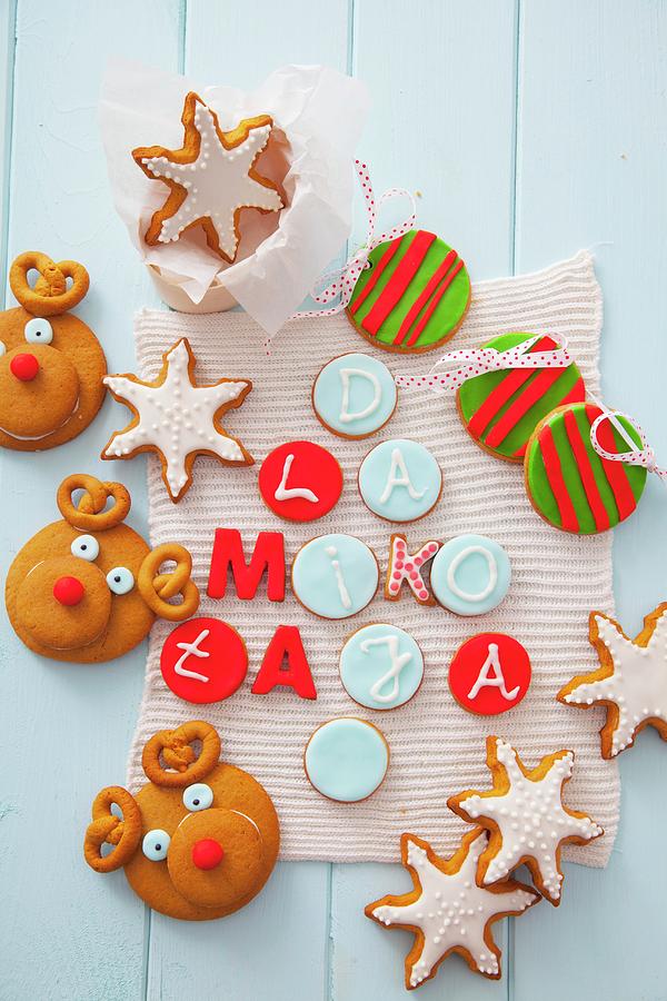 Various Types Of Christmas Decorative Cookies Photograph by Studio Lipov