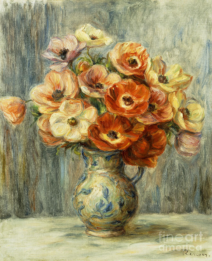 Vase Danemones Painting by Pierre Auguste Renoir