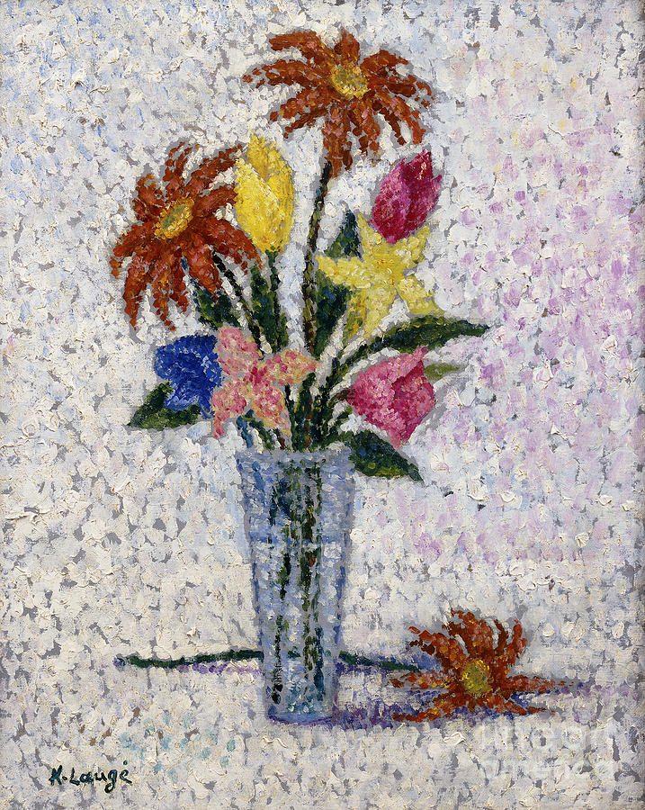Vase De Fleurs Painting by Achille Lauge