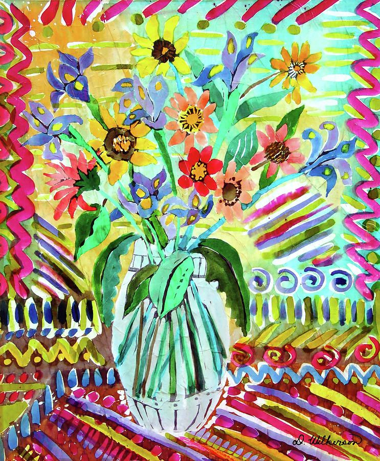 Vase Of Flowers 5 Mixed Media By Darleen Wilkerson Fine Art America