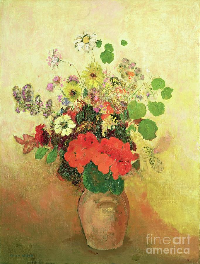Vase Of Flowers, C.1908-10 Painting by Odilon Redon
