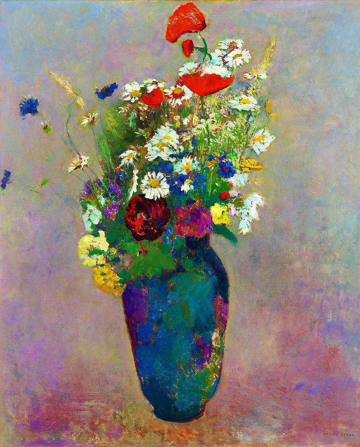 Odilon Redon Painting - Vase of flowers - Digital Remastered Edition by Odilon Redon
