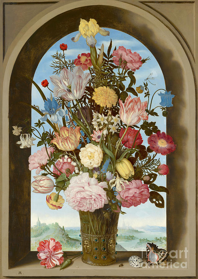 Vase Painting - Vase of Flowers in a Window circa 1618 by Ambrosius the Elder Bosschaert